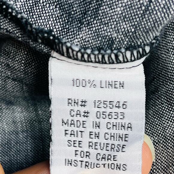 Habitat Clothes to Live In abstract print linen blouse Small BlackGrey Lagenlook - Picture 8 of 11